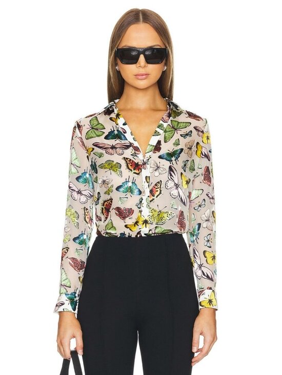 Alice + Olivia Tops - Alice + Olivia Eloise Boundless Butterfly Silk-Blend Blouse Medium NWT $330